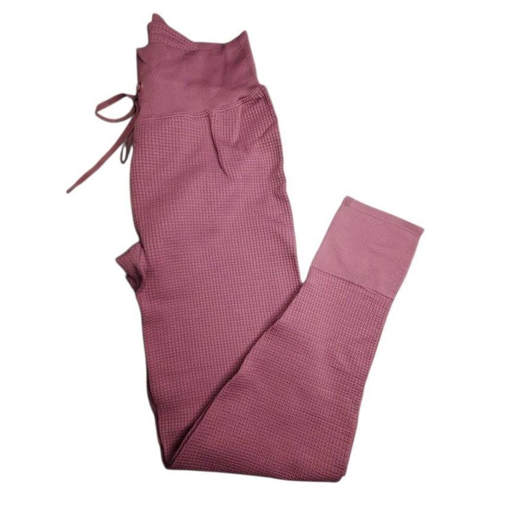 Victoria's Secret PINK Active Seamless Mauve Waffle-Knit High-Rise Drawstring Cl